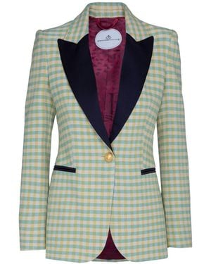 The Extreme Collection Gingham Check Blazer Fiona - Green