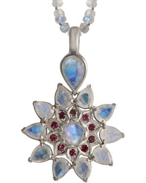 Emma Chapman Jewels Stella Moonstone Garnet Pendant - Blue