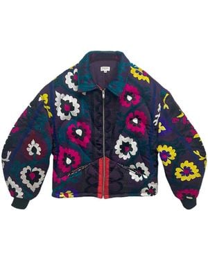 Zasta Studio Unknown Tapestries Cotton Blend Bomber Jacket Medium - Blue