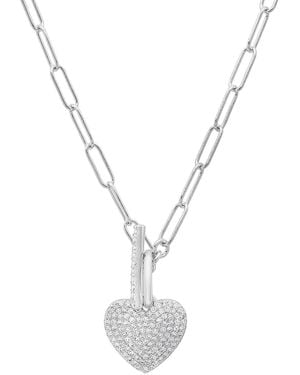Kylie Harper Paperclip Toggle Heart Diamond Necklace - Metallic
