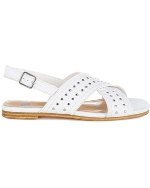 Rag & Co Calluna Stud Embellished Buckled Flats - White