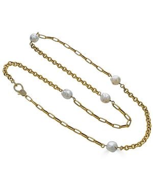 Loni Paul Jewelry Baroque Pearl Mixed Chain Necklace - Metallic