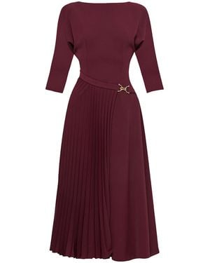 Nissa Pleated A-Line Dress Bordeaux - Purple