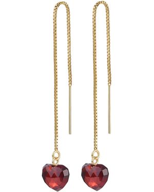 Katy Faye Louise Garnet Heart Threader Earrings - Multicolour