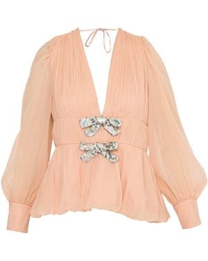 Rose & Nancy Anais Long Sleeve Bow Blouse - Pink
