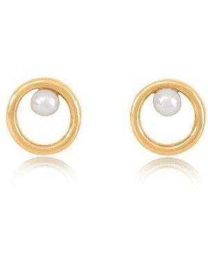 Pearls of the Orient Online Credo Circle Studs With Cultured Freshwater Pearls - Metallic
