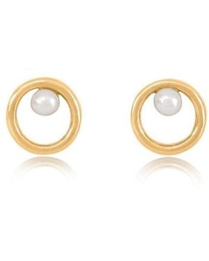 Pearls of the Orient Online Credo Circle Studs With Cultured Freshwater Pearls - Metallic