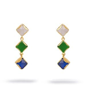 Ebru Jewelry Trinity Glow Triple Drop Earrings - Green