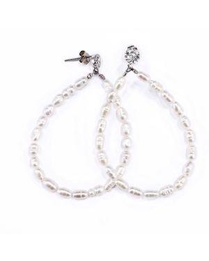Mineralgems•Studio Mini Pearl Hoop Earrings - White