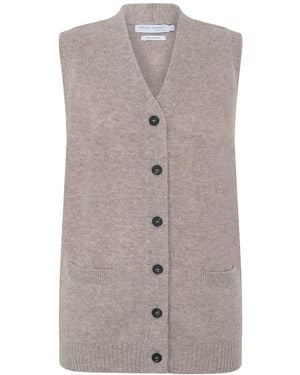 Paul James Knitwear Lambswool Laura V Neck Waistcoat With Pockets - Brown