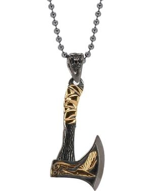 Ebru Jewelry Viking Warrior Axe Sterling & Pendant Chain Necklace - Metallic