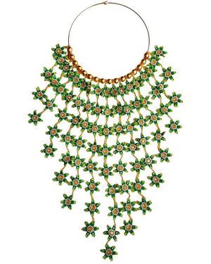 Iliana Arrazola Waterfall Blossom Necklaces, Glass Beads, Beaded Jewellery - Green
