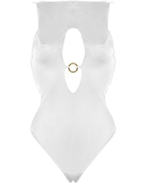 ANTONINIAS Neutrals Venetia One-Piece Swimsuit With Cut-Out Detailing - White