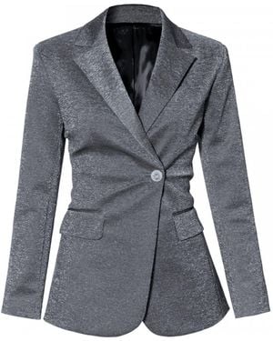 AGGI by HALEWSKI Rachel Flash Hourglass Shaped Sparkling Blazer - Grey