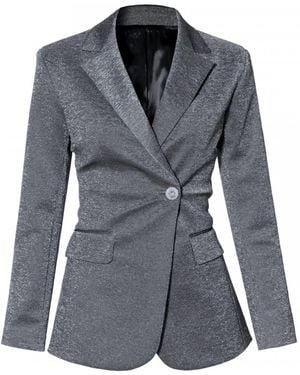AGGI by HALEWSKI Rachel Flash Hourglass Shaped Sparkling Blazer - Grey