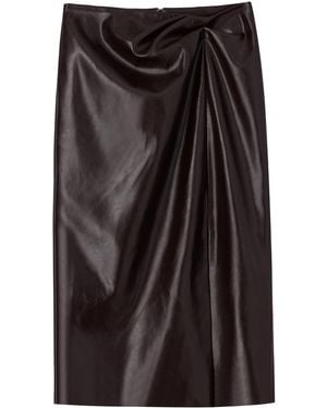 Belsize25 Sculpted Draped Faux Leather Skirt - Black