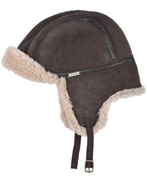 Owen Barry Sheepskin Trapper Kimbo Cream Aviator Hat - Grey