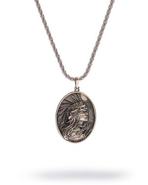 Ebru Jewelry Warrior Goddess Medallion Necklace - White
