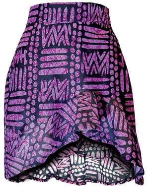 Chuks Collins Ajah New Collection Drop-Batik Cascading Mini Skirt - Purple