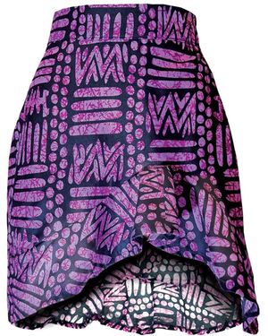 Chuks Collins Ajah New Collection Drop2-Batik Cascading Mini Skirt - Purple