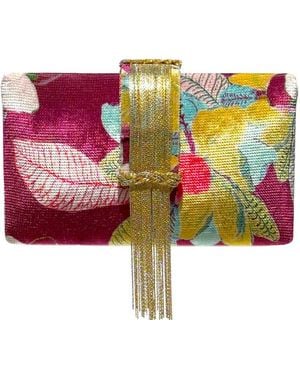 Simitri Evening Primrose Fringe Clutch - Red