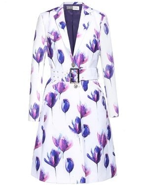 Richa Sharma Duchess Satin Coat With Tulips Print - Purple