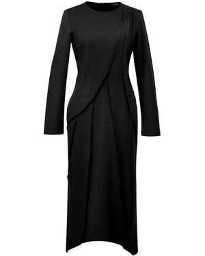 Smart and Joy Asymmetric Structural Lines Dress - Black