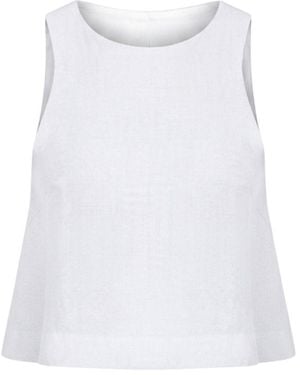 Monlicia Lena Linen Top - White