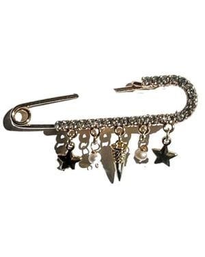 Babaloo Safety Pin Charm Brooch - White