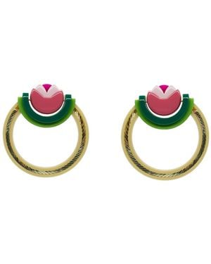 Gissa Bicalho Handmade Acrylic Tulip Hoops - Green