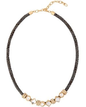 Saachi Bling Charm Leather Necklace - Metallic