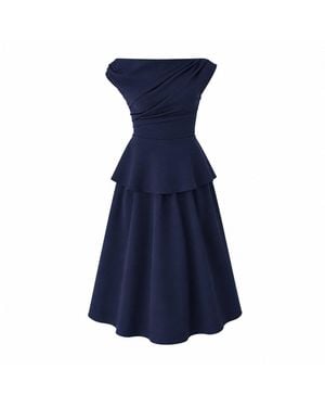 Girl In Mind Connie Peplum Midi Dress - Blue