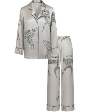 Piola Long Mulberry Silk Pajama Set - Gray