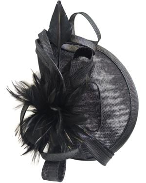 Cy Boutique Fascinator With Feather & Sculptural Loop Detail - Black