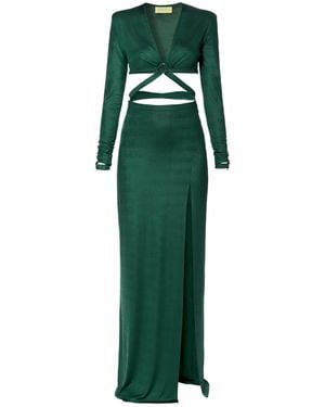 AGGI by HALEWSKI Cassandra Deep Crop Top Maxi Dress - Green