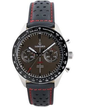Lonard Watches Lap One Coffee Limited Edition Leather Strap Column Wheel Chronograph Manual Winding - Black