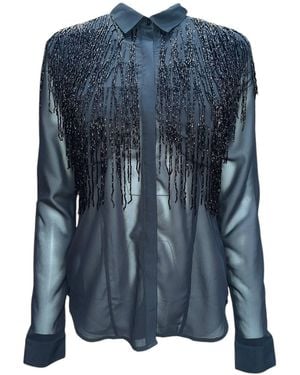 Any Old Iron Beaded Fringe Shirt - Blue