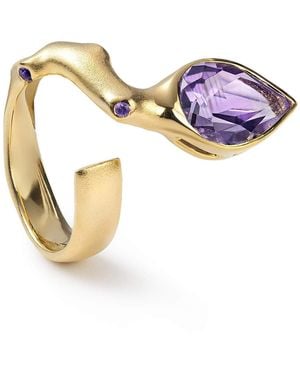 German Kabirski Aegir Plated Ring With Pear Cut Amethyst - Metallic