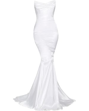 Moda Glam Delphine Strapless Mermaid Gown - White