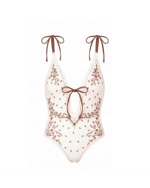 Jessie Zhao New York Ivory Safari Reversible One Piece Swimsuit - White