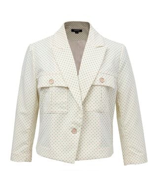 Smart and Joy Safari Pockets Crop Jacket With Dots Print - White