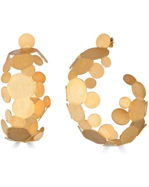 Y.han Design Brushed Folded Hoop Earrings - Metallic