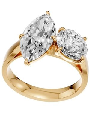 Aya Fine Jewelry Marquise & Round Lab Grown Diamond Two Stone Bridal Ring - Metallic