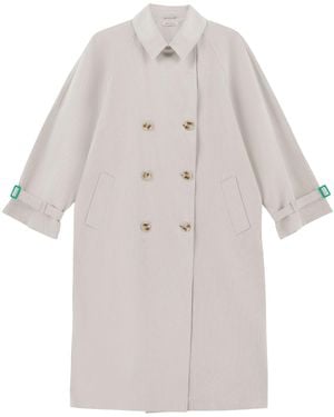 Saint One Co. Neutrals Idols Trench Coat Sand X Cactus - White