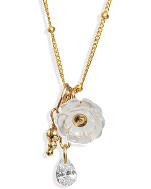 Kate Koel Pearl Flower Charm Necklace - Metallic