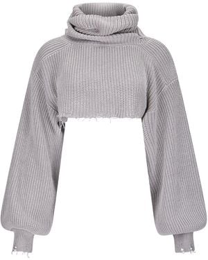 Ardea Cropped Mask Knit Sweater - Gray