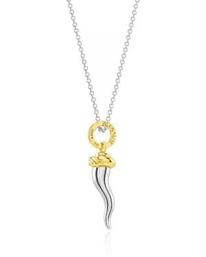 Unaloe Two Tone Sterling Italian Horn Necklace With Plated Details - Metallic