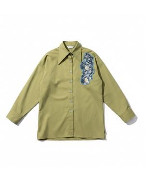 Up-fuse Embroidered Asymmetrical Shirt - Green