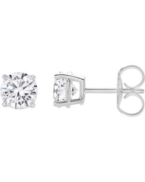 LMJ Valeria Lab Grown Round Solitaire Diamond Basket Setting Earrings - Metallic