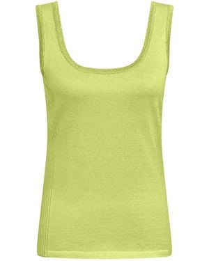 Perlavera Pompon Apple Knitted Singlet With Side Ribs - Green